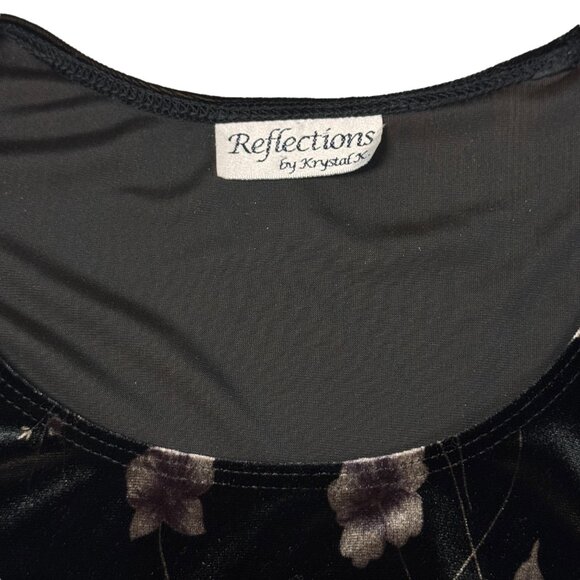 Vintage 90s Whimsigoth Velvet Maxi Dress Sz M Black Floral Witchy Goth Boho - Picture 5 of 13